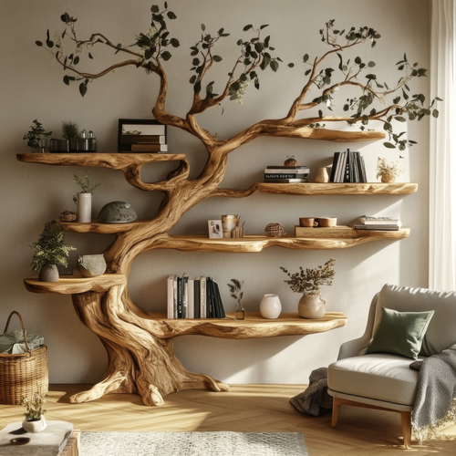 Arborealis Sculpted Solid Wood Tree Bookshelf